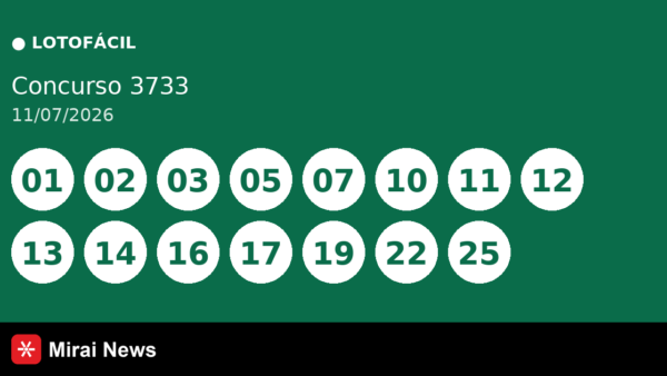 Resultado da Lotofácil 3733 de 11/07: confira as dezenas