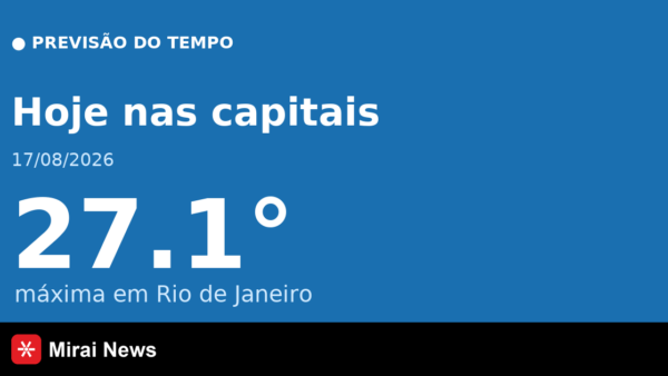 Previsão do tempo hoje (17/08/2026): confira as capitais