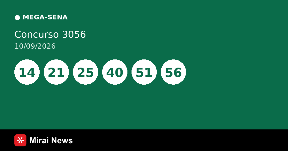 Resultado da Mega-Sena 3056 de 10/09: confira as dezenas