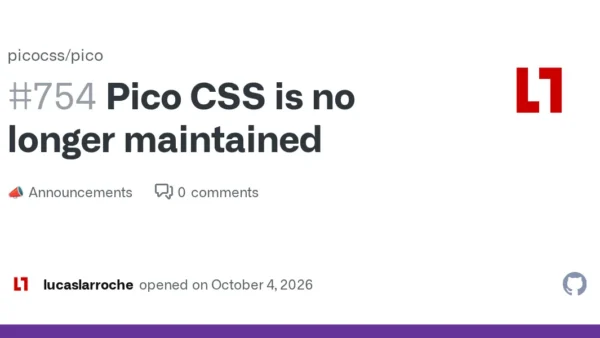 Pico CSS lança versão final 2.1.1 e anuncia fim do projeto hoje