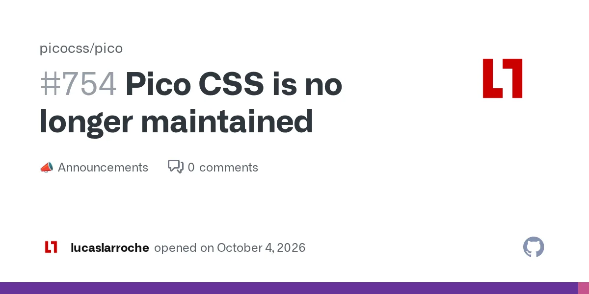 Pico CSS lança versão final 2.1.1 e anuncia fim do projeto hoje