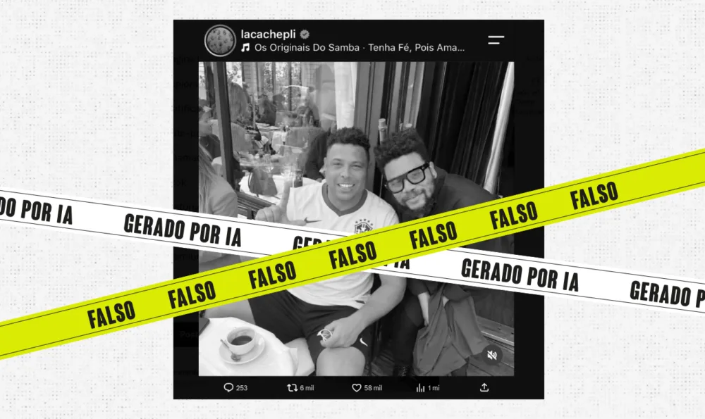 Foto de Ronaldo com “L” a Lula é montagem feita por IA hoje