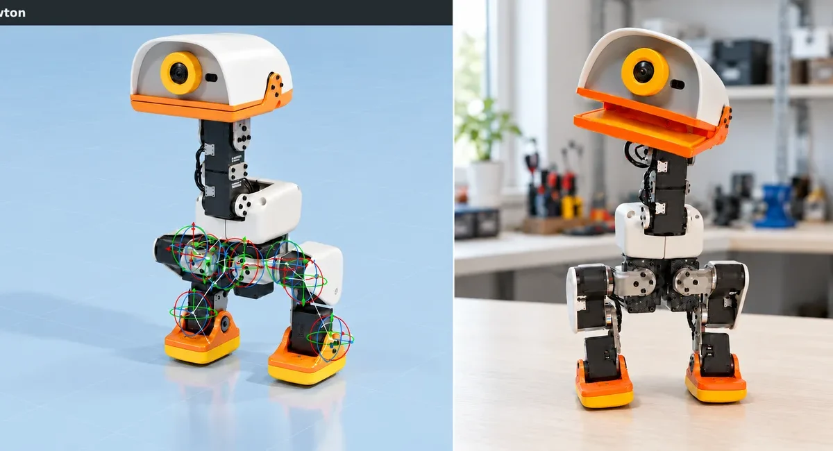Microduck treina em NVIDIA Isaac Lab e anda no robô real hoje