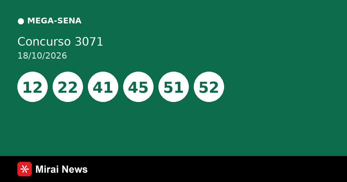 Resultado da Mega-Sena 3071 de 18/10: confira as dezenas