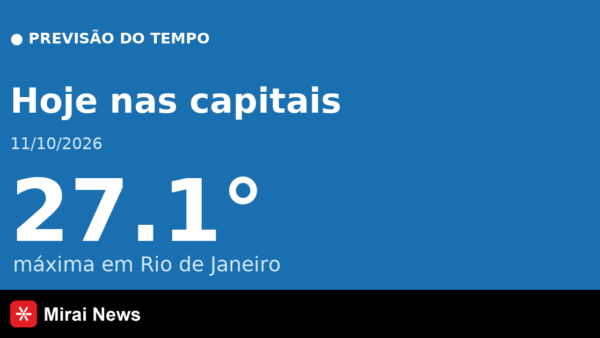 Previsão do tempo hoje (11/10/2026): confira as capitais